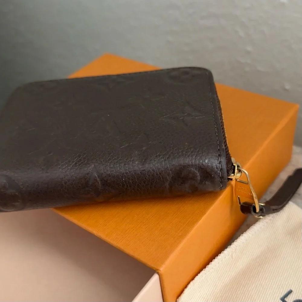 Louis Vuitton Dark Brown Monogram Embossed Leather Zip Wallet